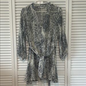 Zara Belted Snakeskin Dress